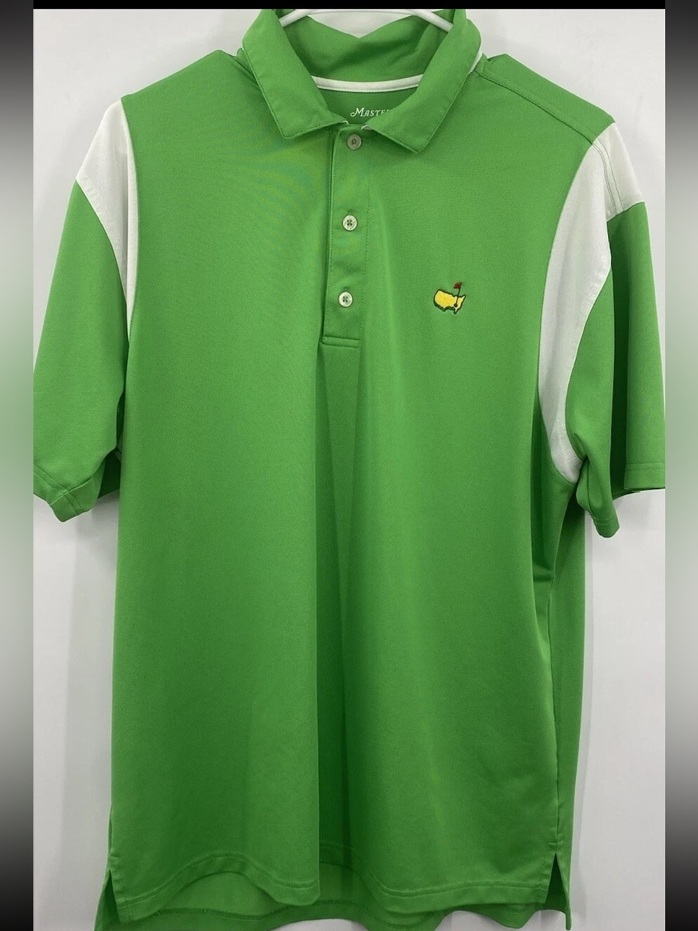Master’s Tech Augusta National Golf Polo Shirt Course Lime Green/white Sz. Large